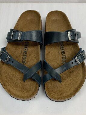 Birkenstock Mayari Oiled Leather Blue Narrow Width Sandals